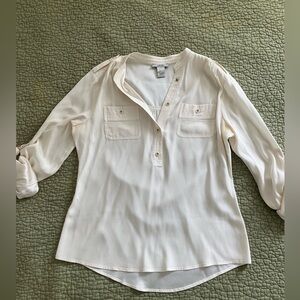 🎉 3/$15 Caché Cream Silk Blouse S